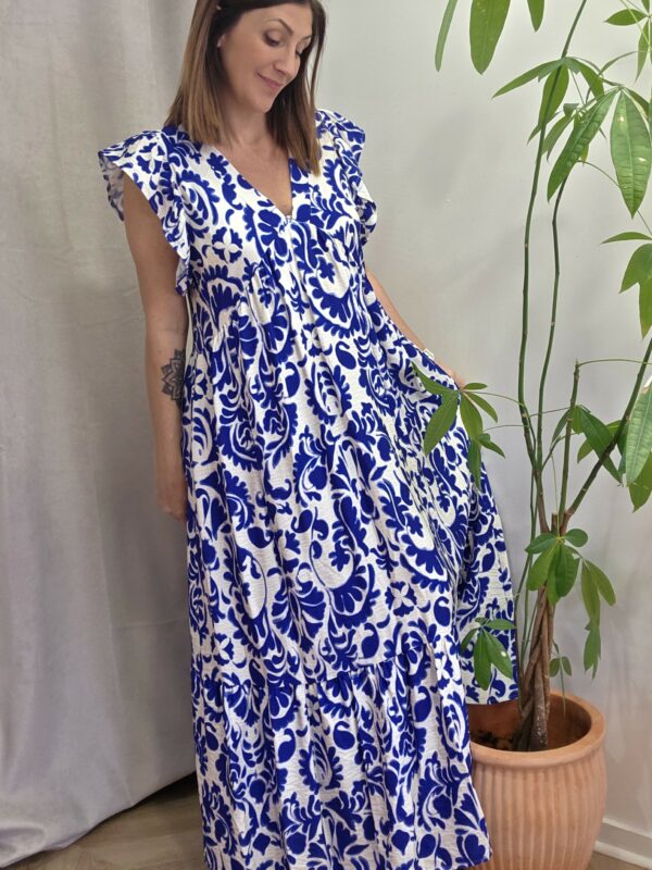 Robe Alma écru/bleu 🇫🇷