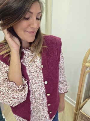 Gilet maille Alice bordeaux 🇮🇹 – Image 2