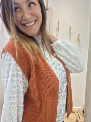 Gilet maille Alice brique 🇮🇹 – Image 2