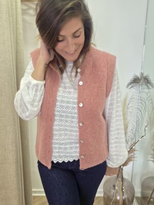 Gilet maille Alice bois de rose 🇮🇹