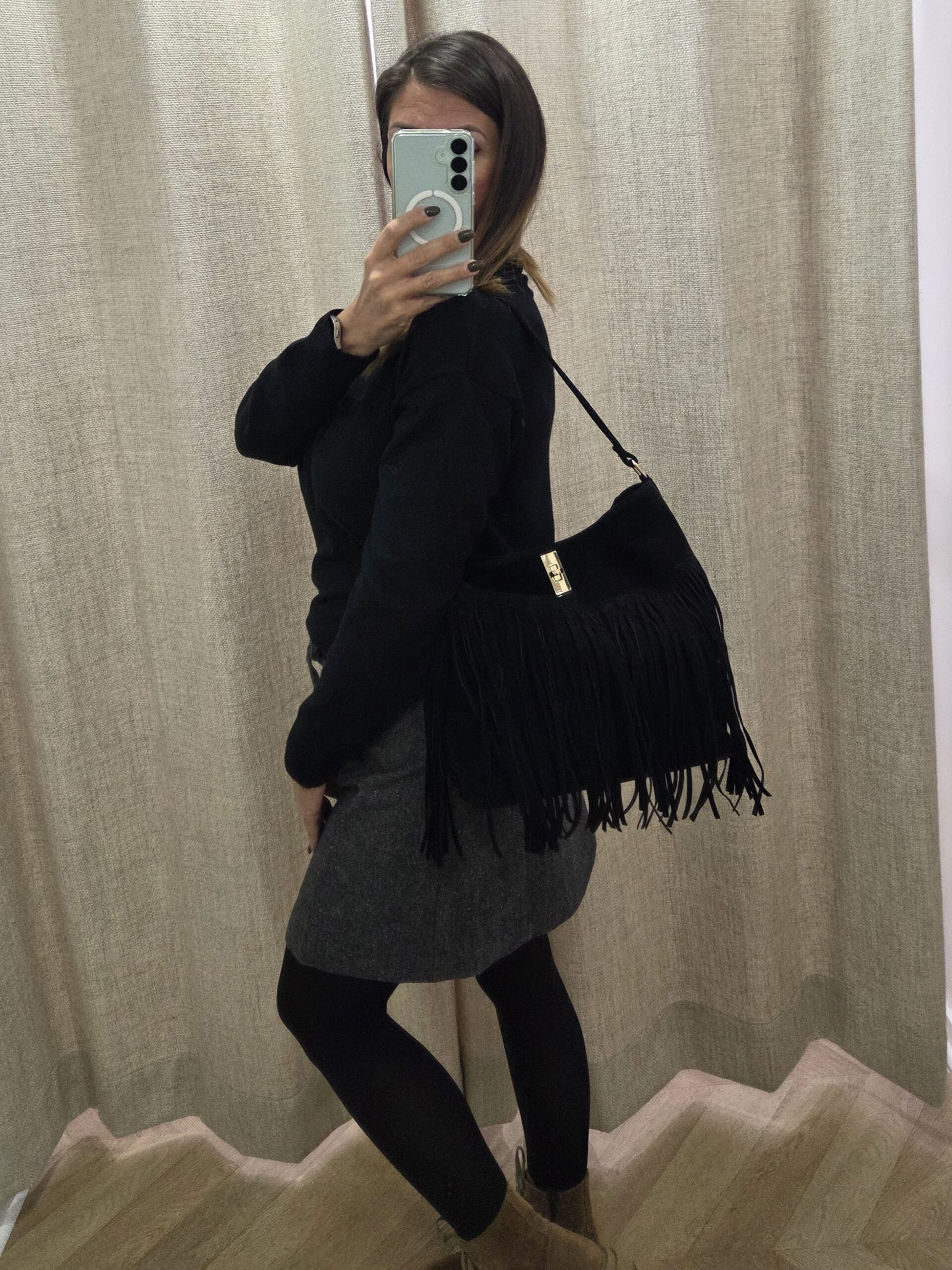 Sac à franges Diana noir – Image 2