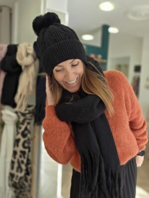 Écharpe Emma noir 40×200 cm