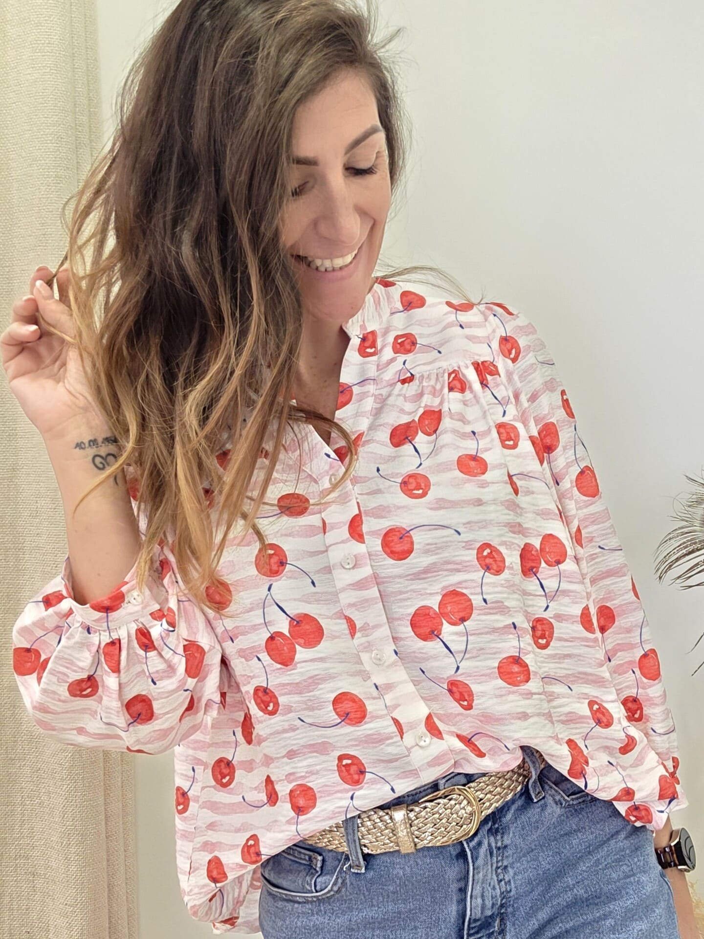 Blouse Louise cerises rose 🇫🇷