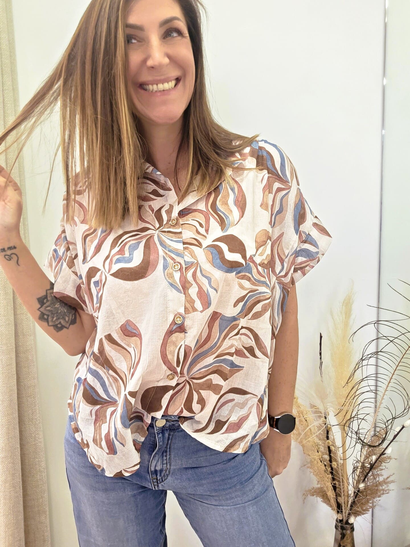 Blouse Monica en voile de coton imprimé 🇮🇹