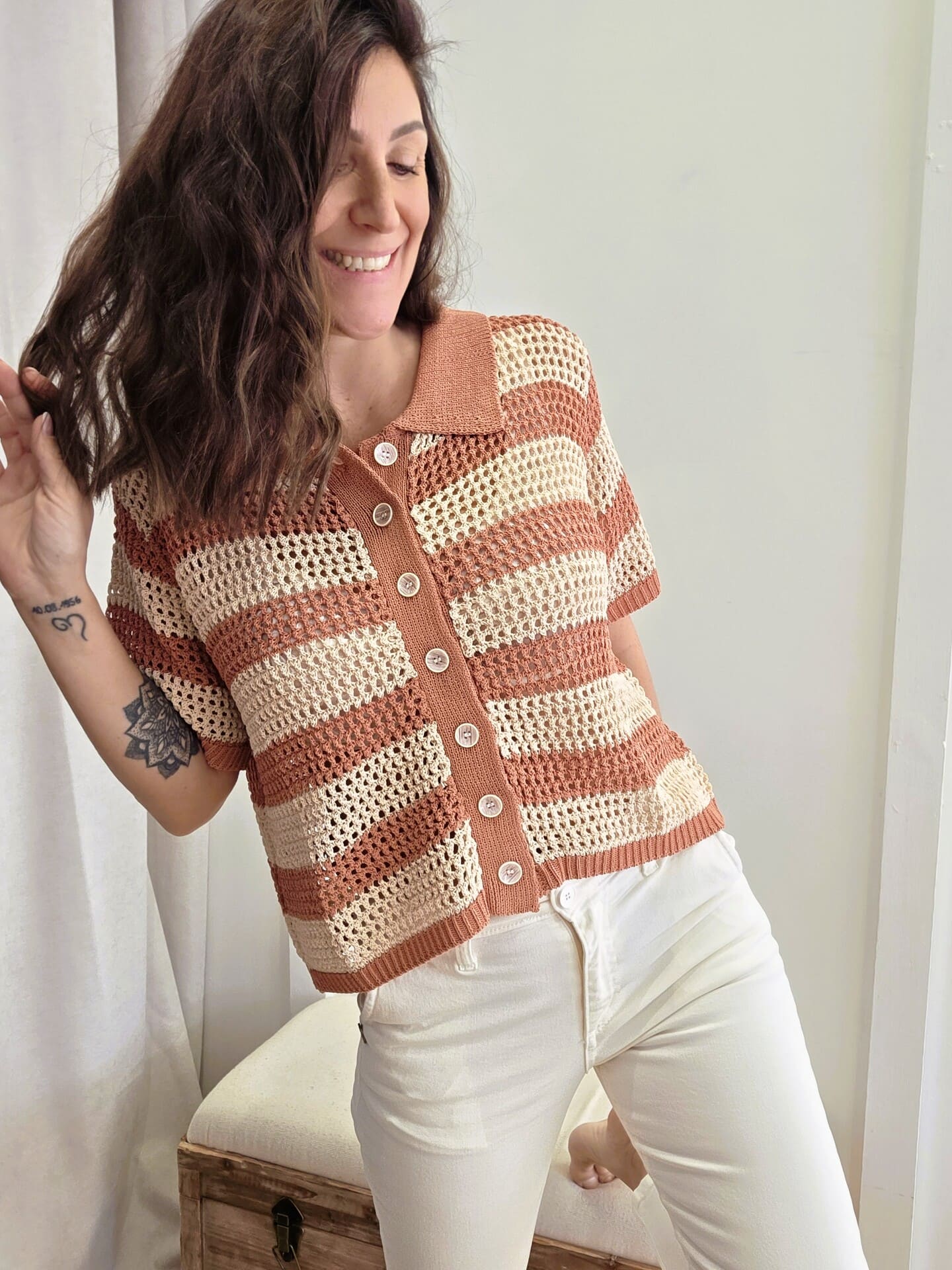 Polo crochet Vito terracotta