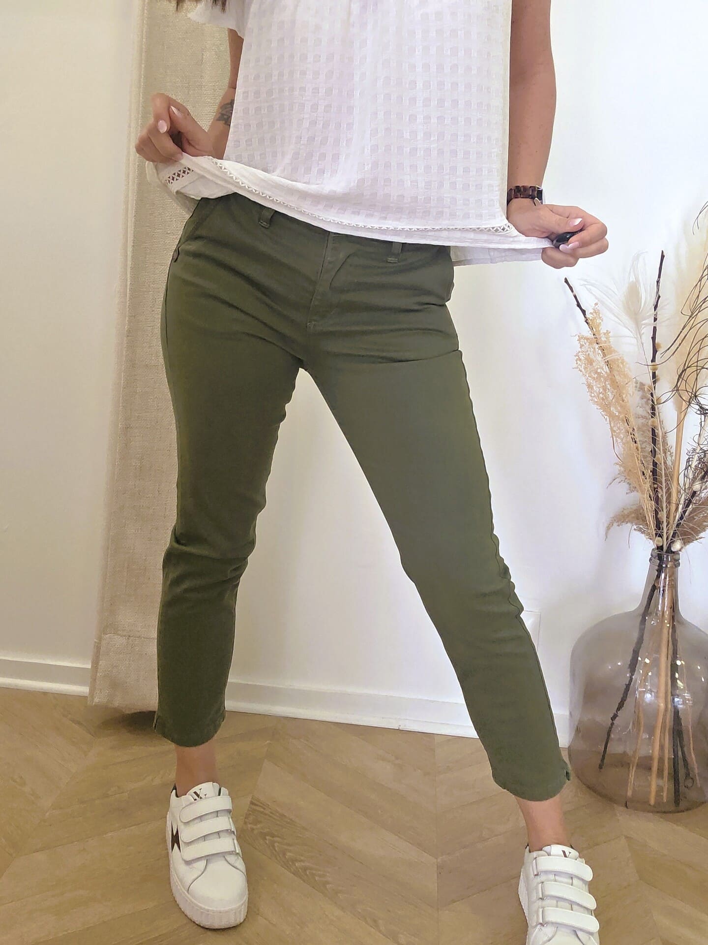 Chino Roméo 7/8ème en coton fabrication italienne 🇮🇹 kaki