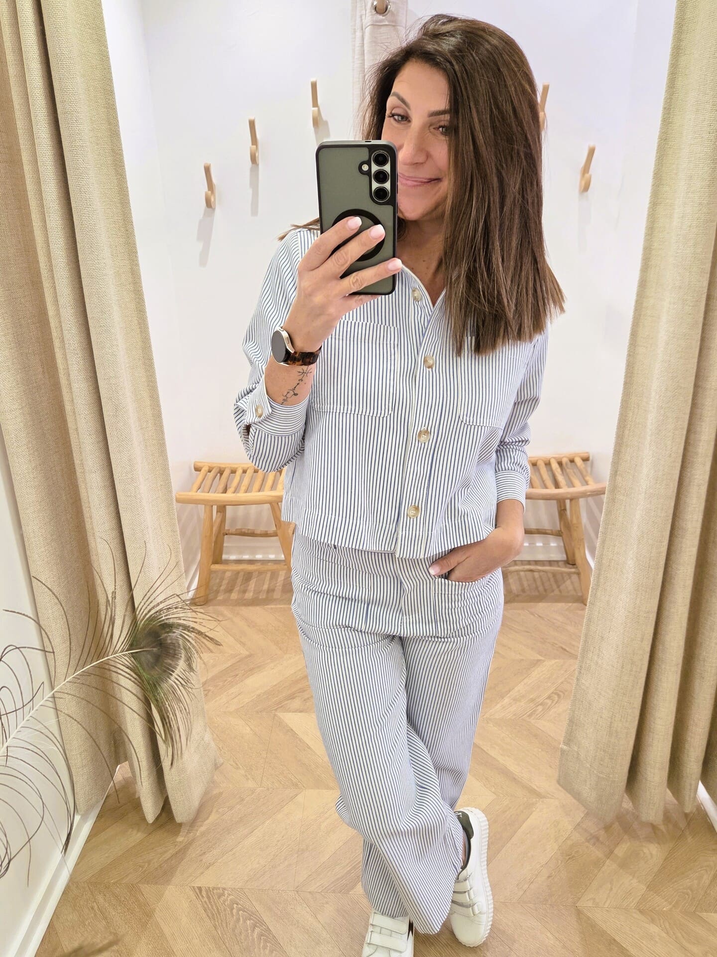 Veste Christen en coton rayé bleu et blanc – Image 3