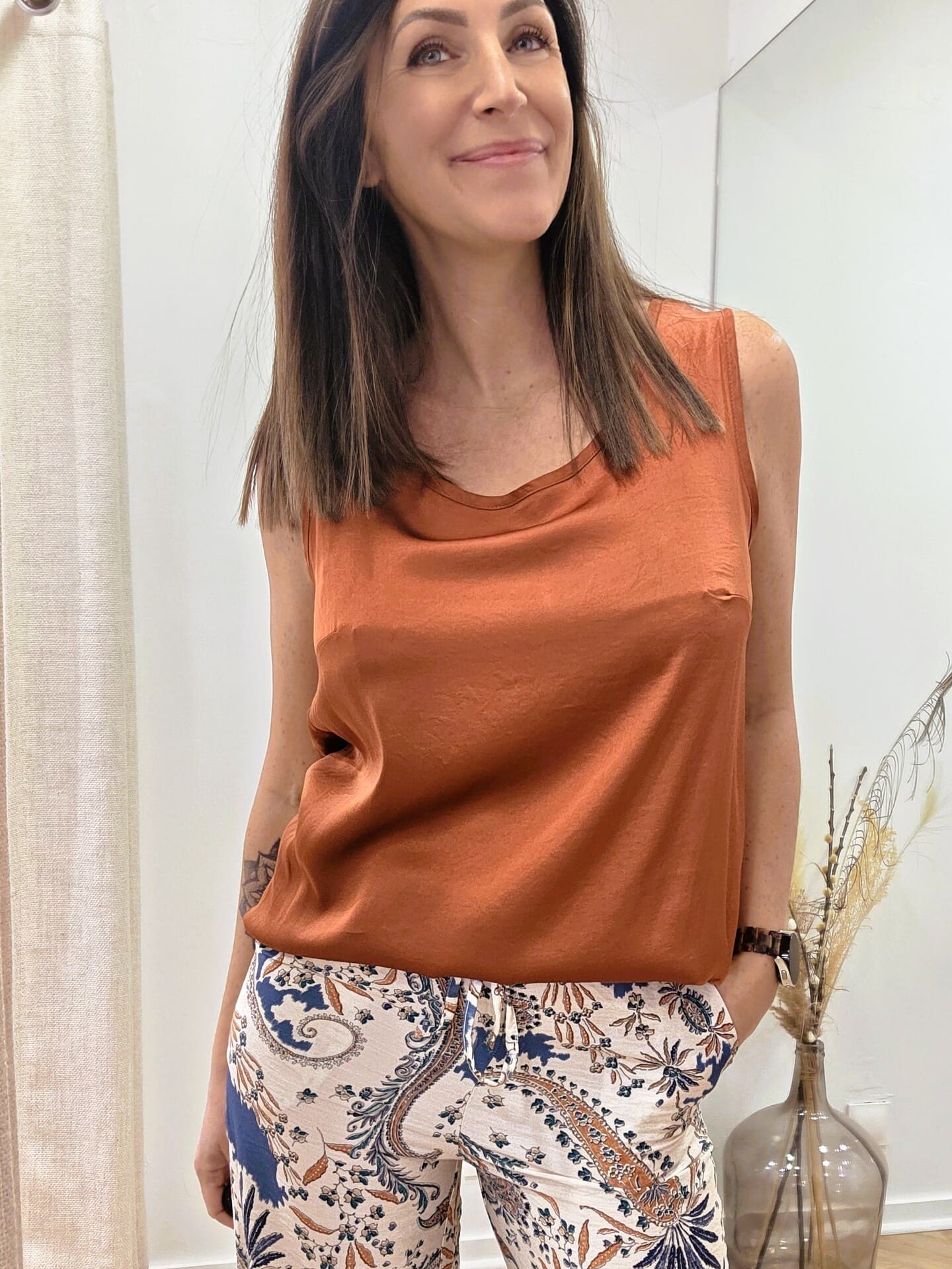 Top Andrea paprika en viscose fluide 🇮🇹