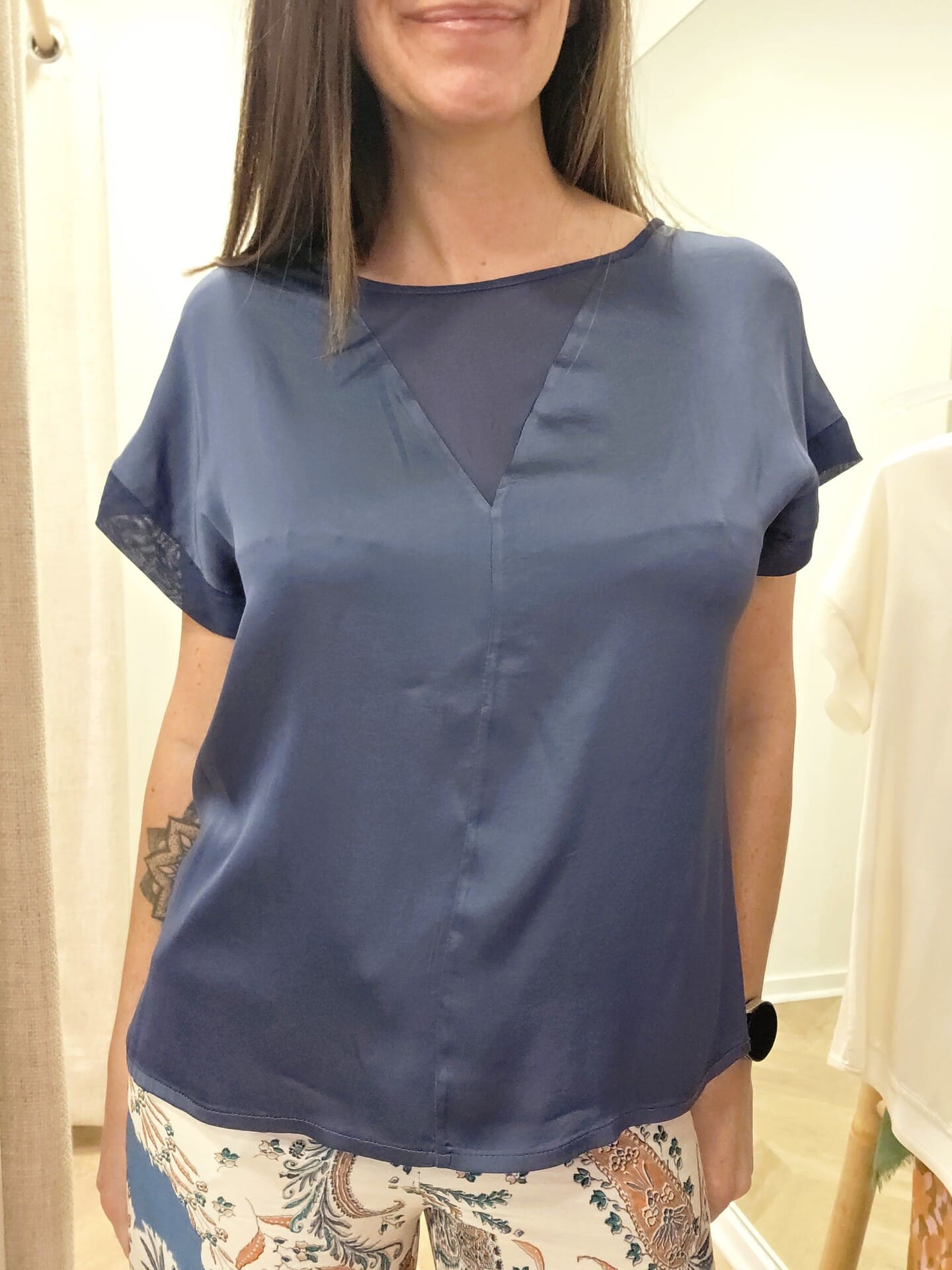 Top Stella bleu en viscose fluide 🇮🇹