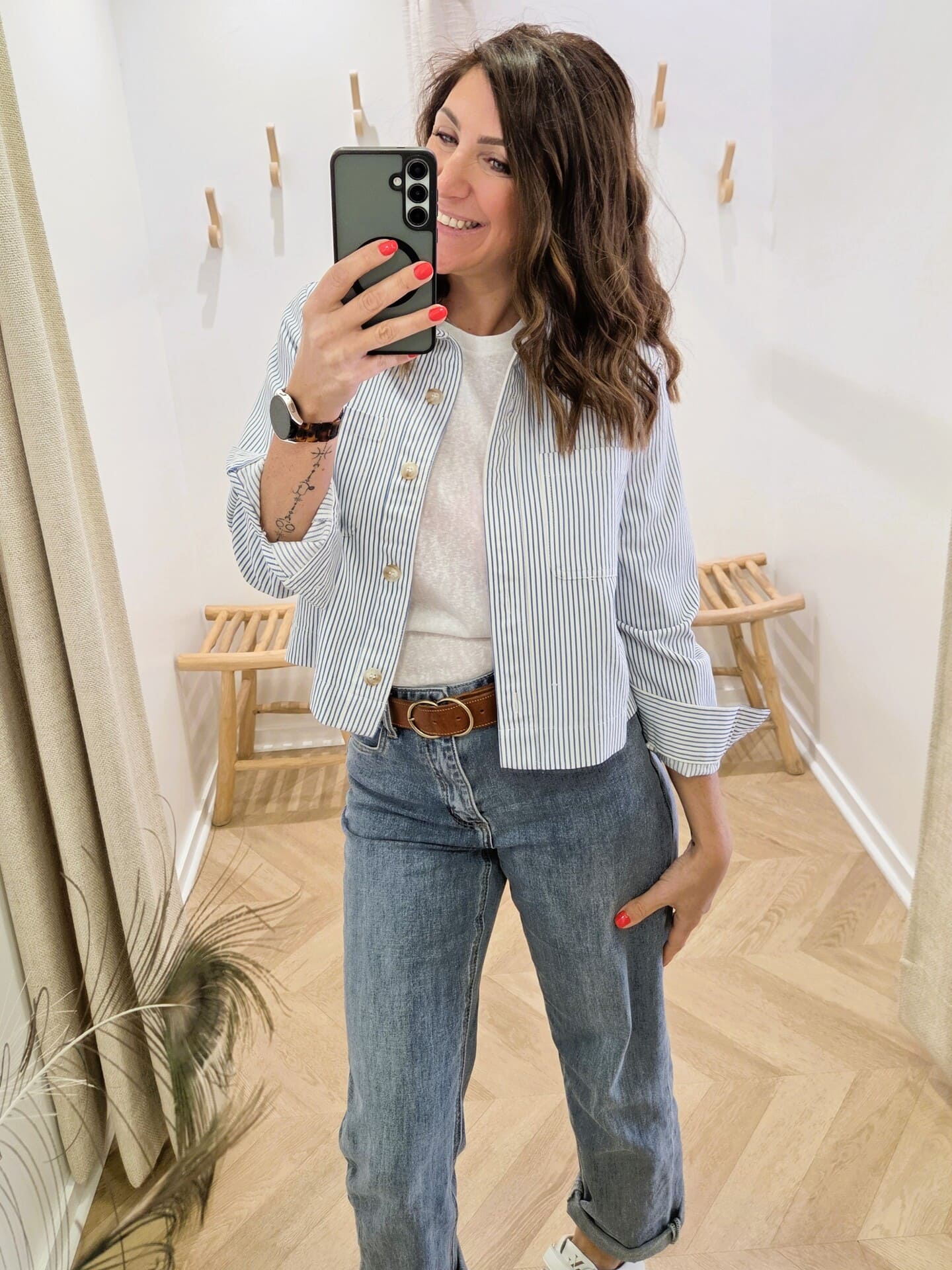 Veste Christen en coton rayé bleu et blanc