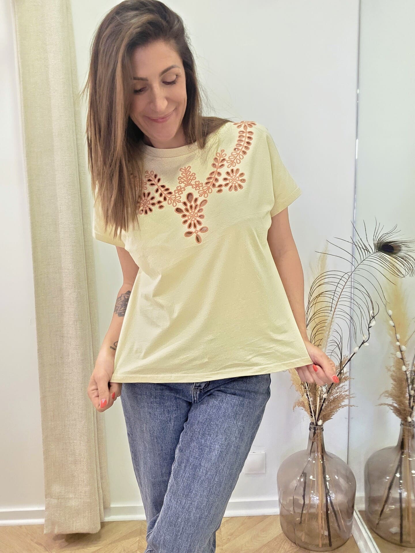 T-shirt Cosmin en coton avec broderies