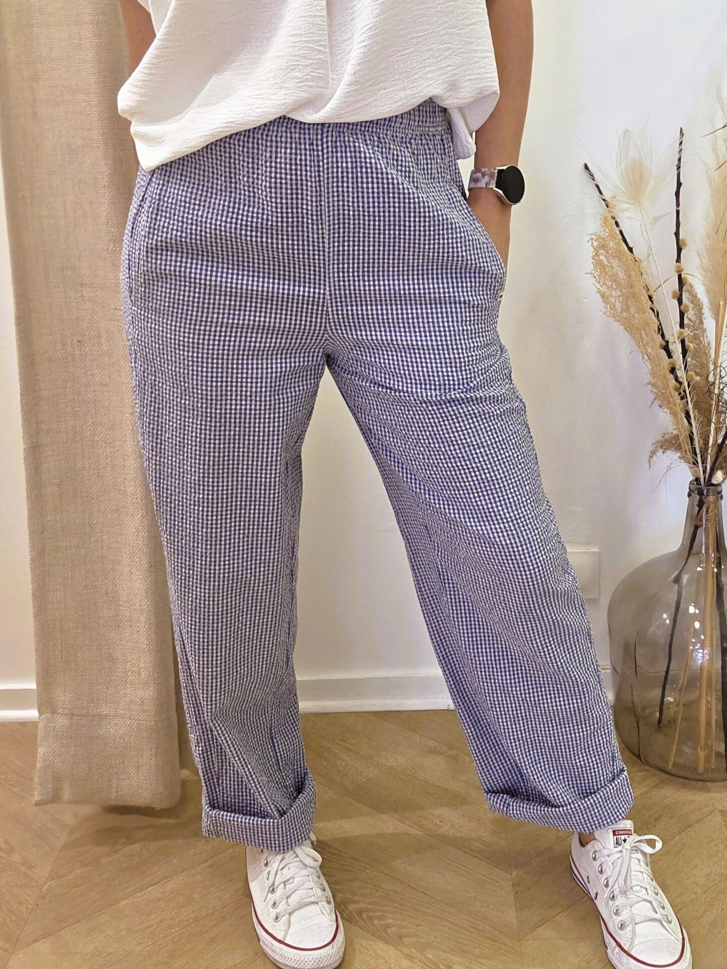 Pantalon Roma vichy bleu