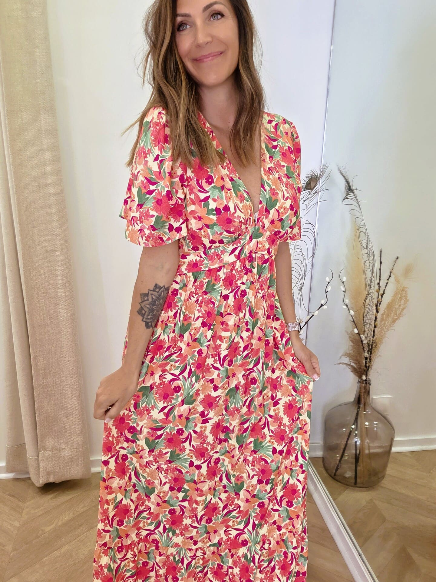 Robe Sofia fleurie jaune en viscose 🇫🇷