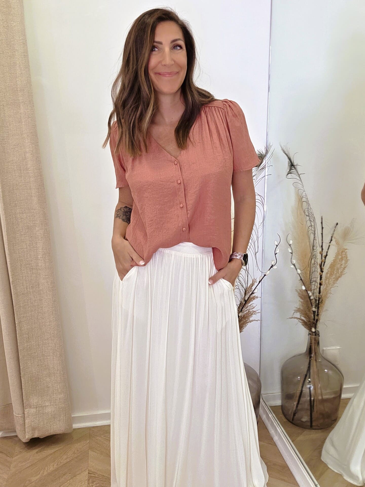 Blouse Maurane en viscose bois de rose fluide – Image 5