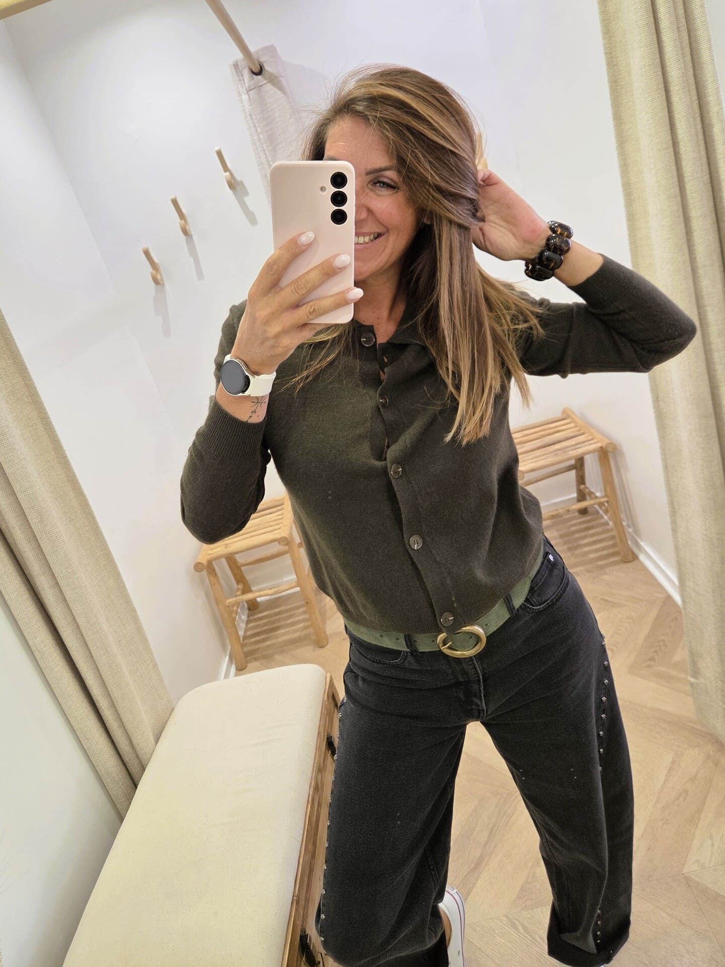Gilet Ginger kaki à col chemise – Image 5