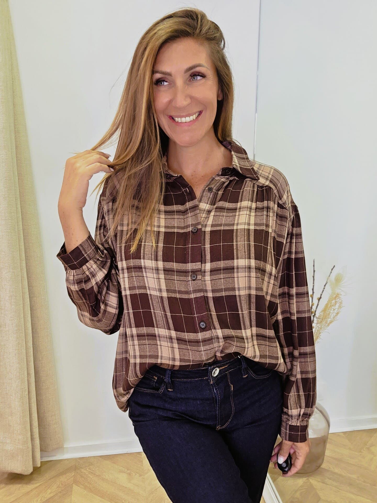 Chemise Olerie à carreaux marron