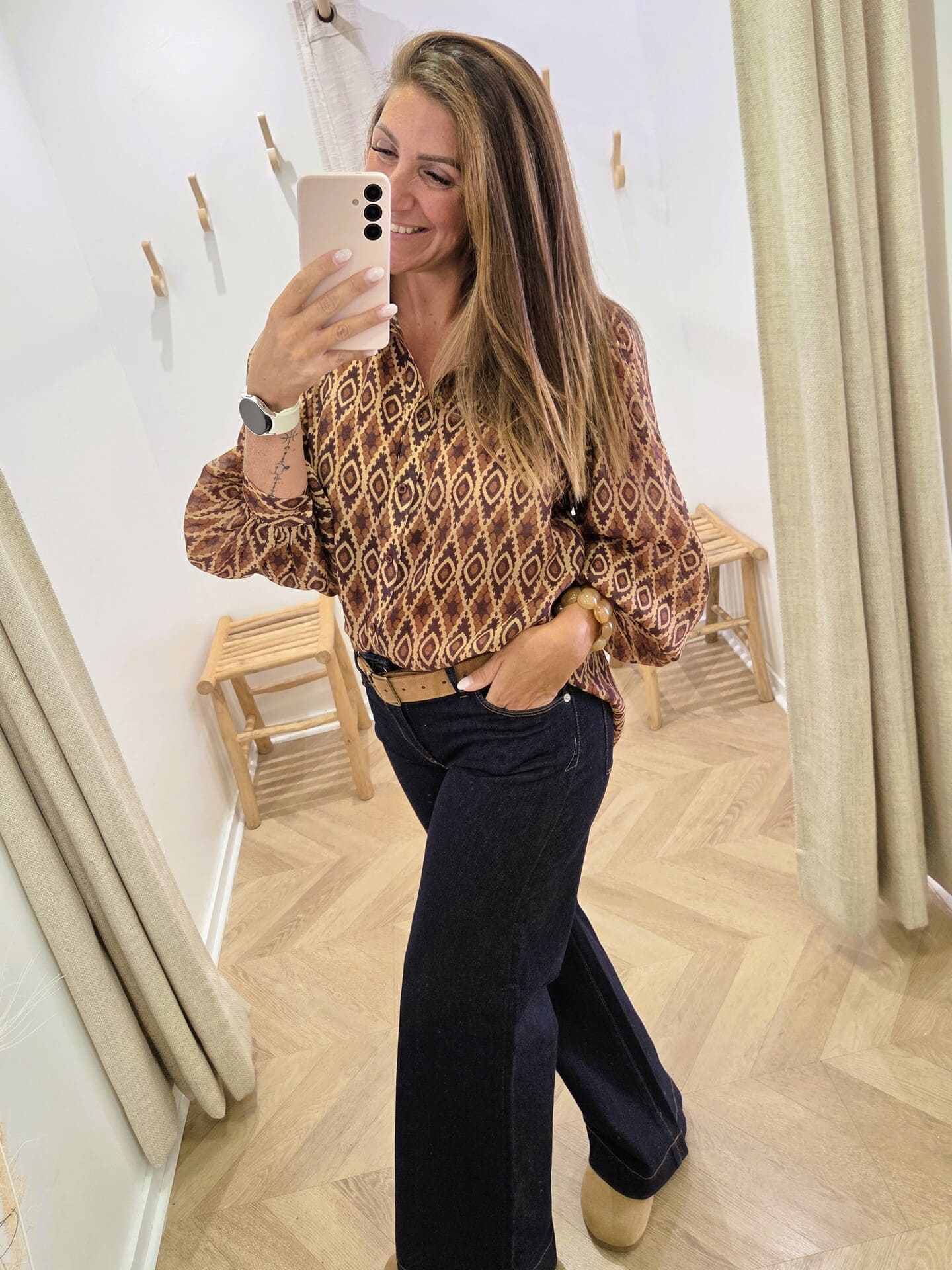 Blouse Félice imprimée marron – Image 5