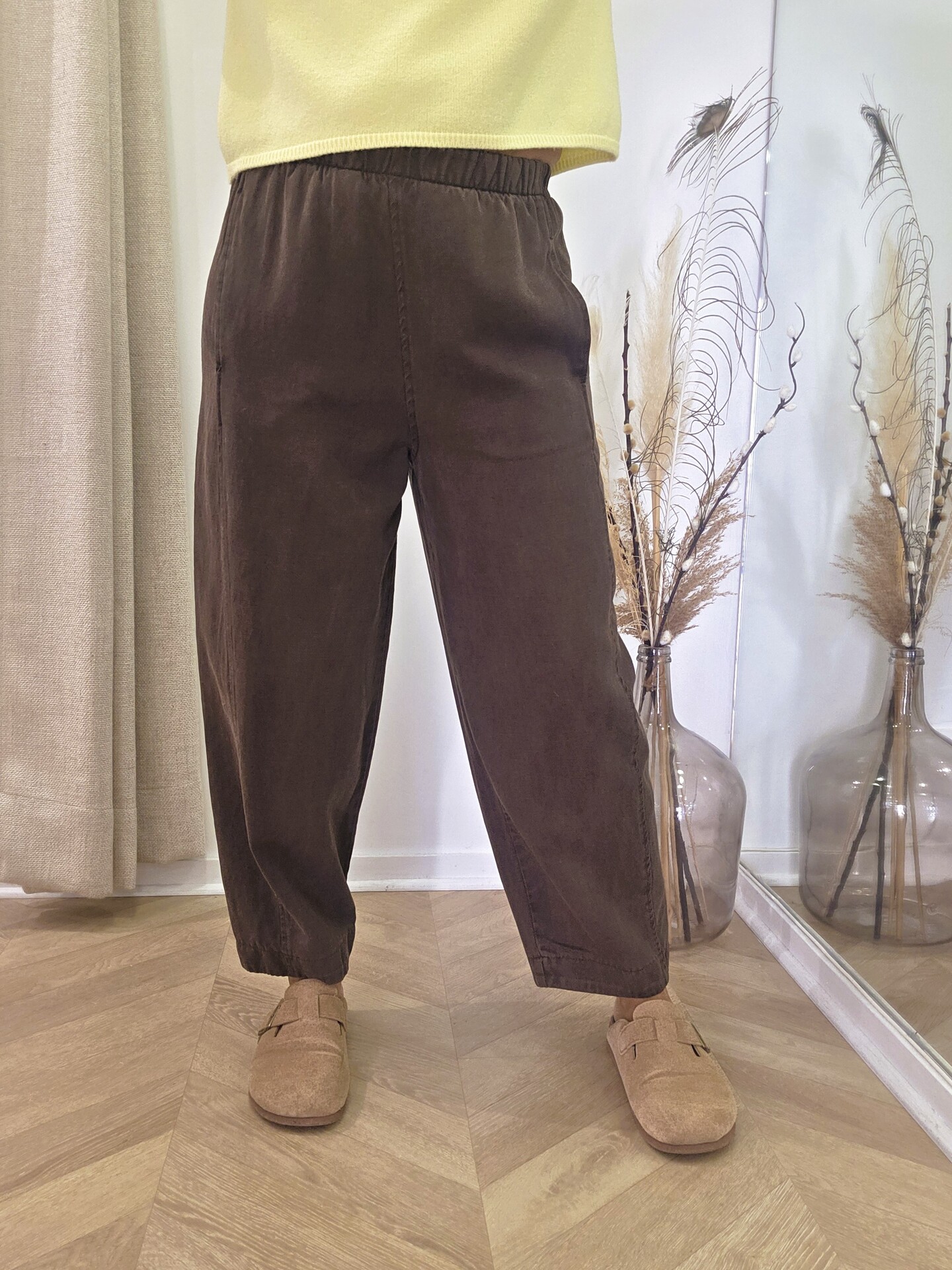 Pantalon femme chocolat Paolo coupe ballon 🇮🇹