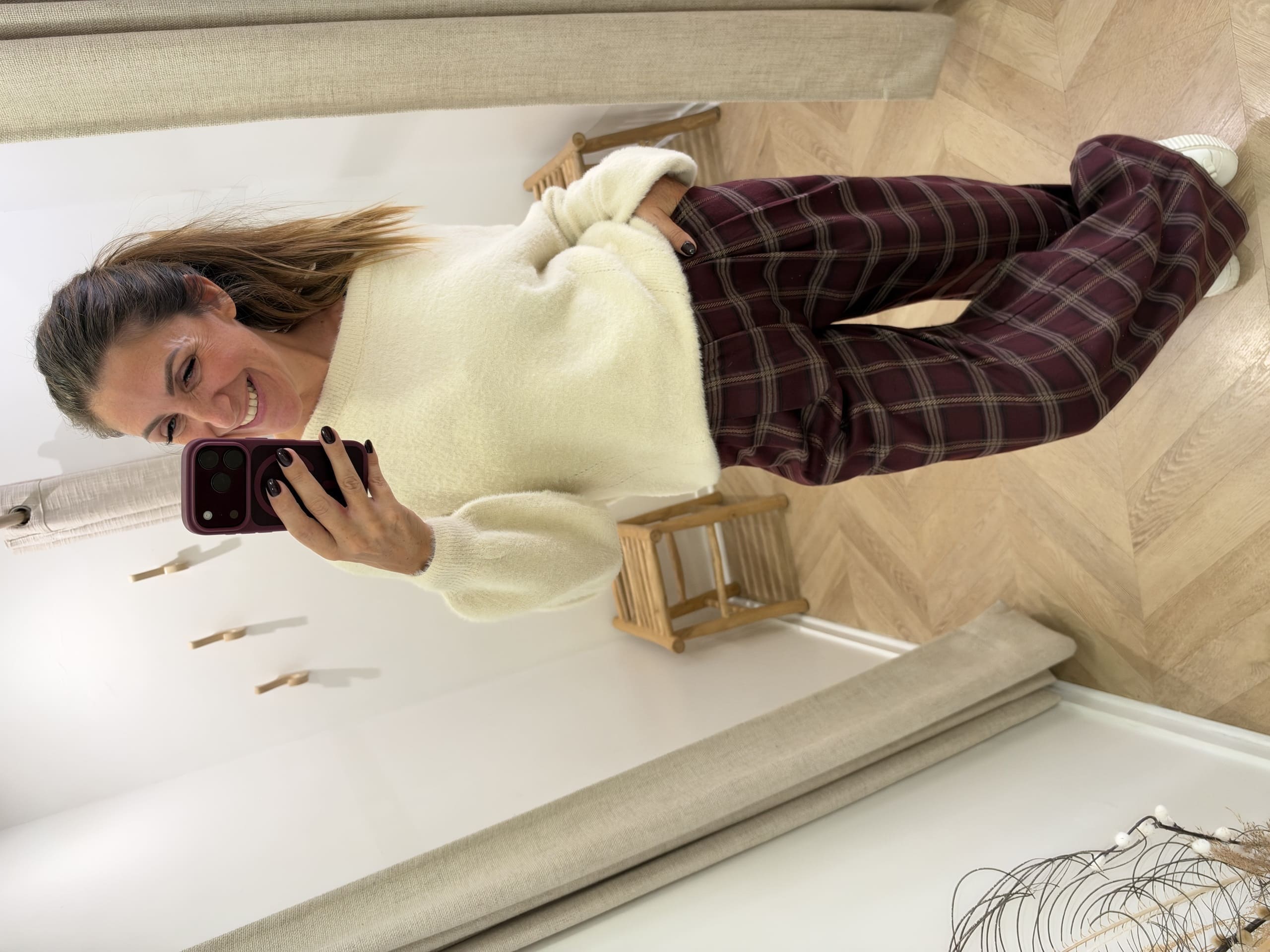 Pantalon Roby bordeaux à carreaux – Image 5