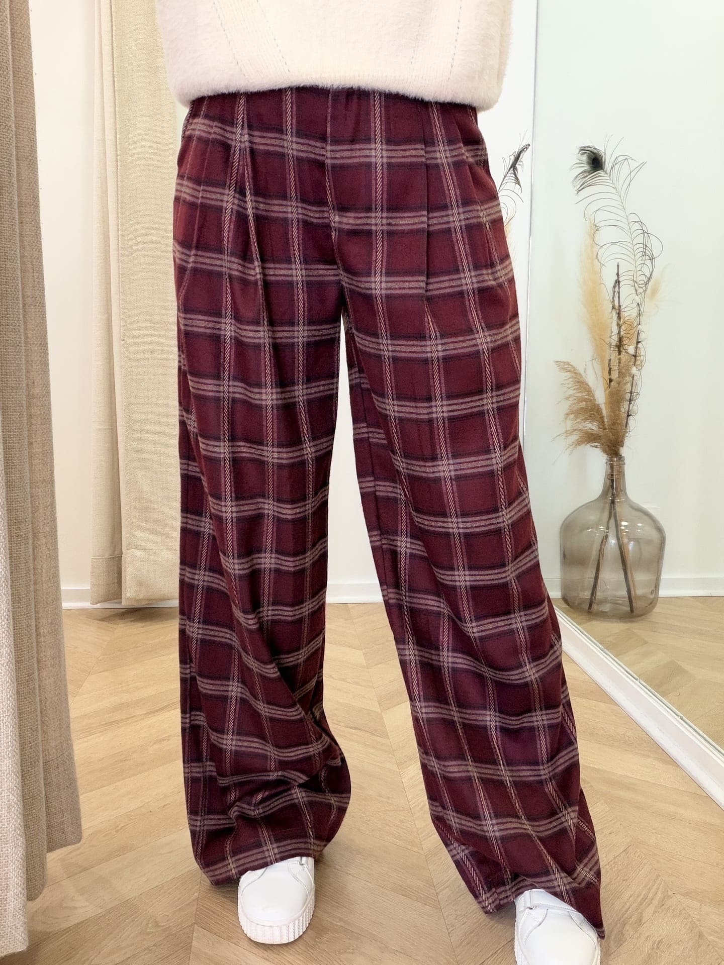 Pantalon Roby bordeaux à carreaux