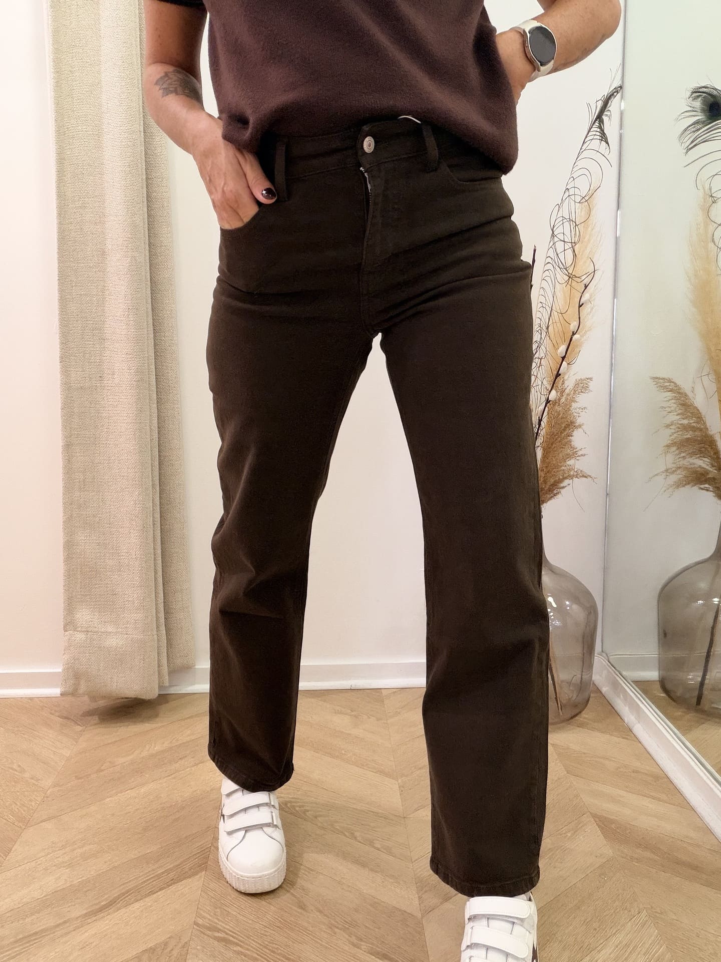Jean droit Solange chocolat
