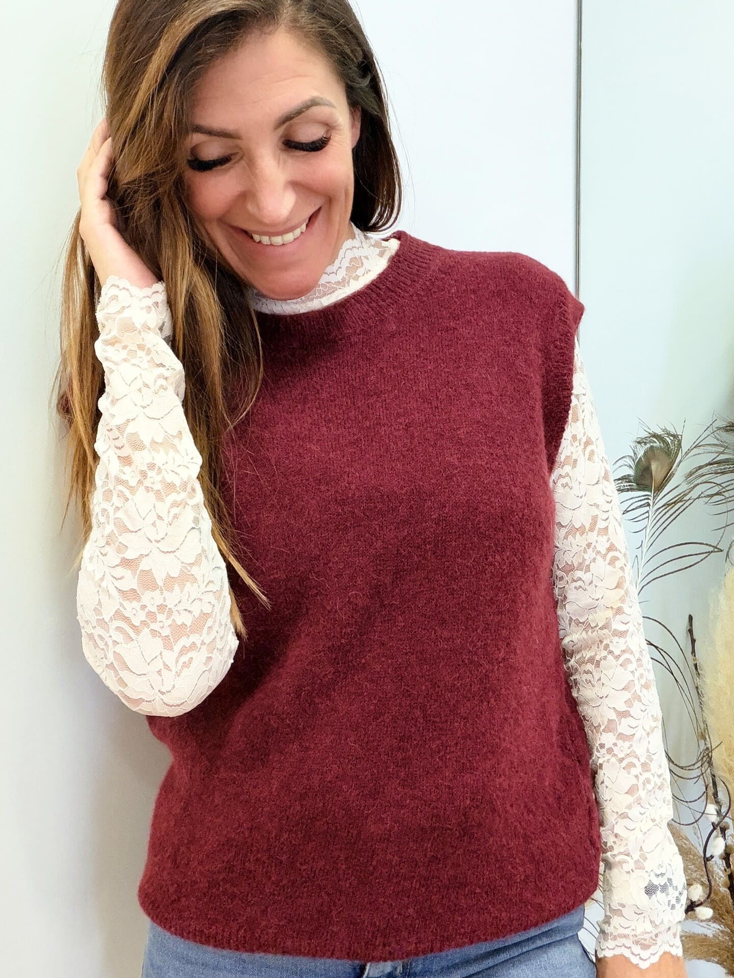 Pull sans manches Perle bordeaux 🇮🇹