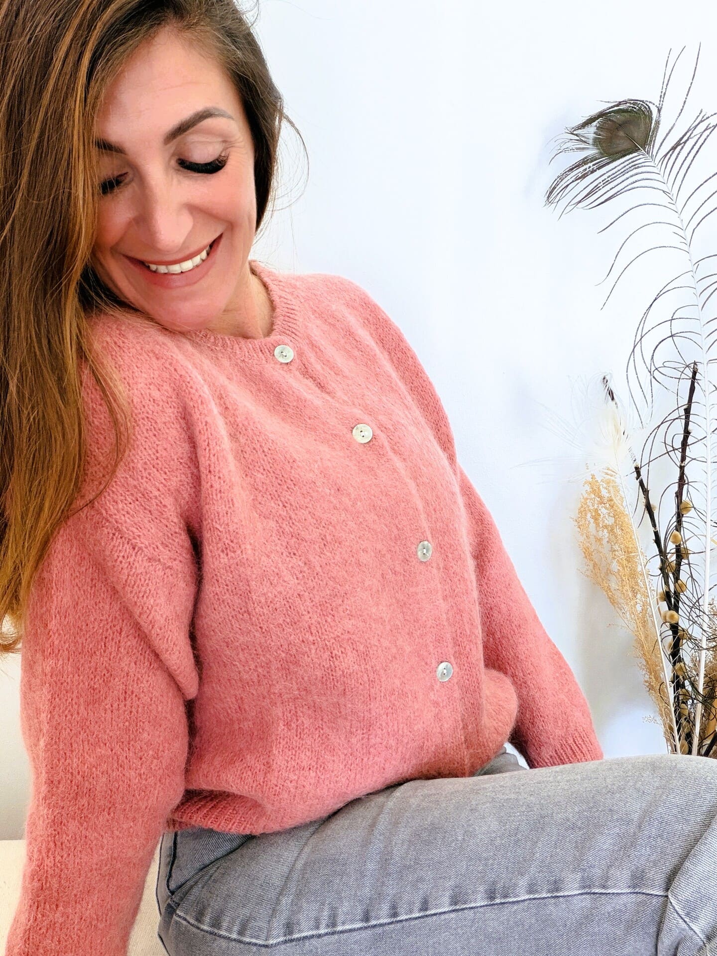 Gilet Manille en bébé alpaga vieux rose 🇮🇹