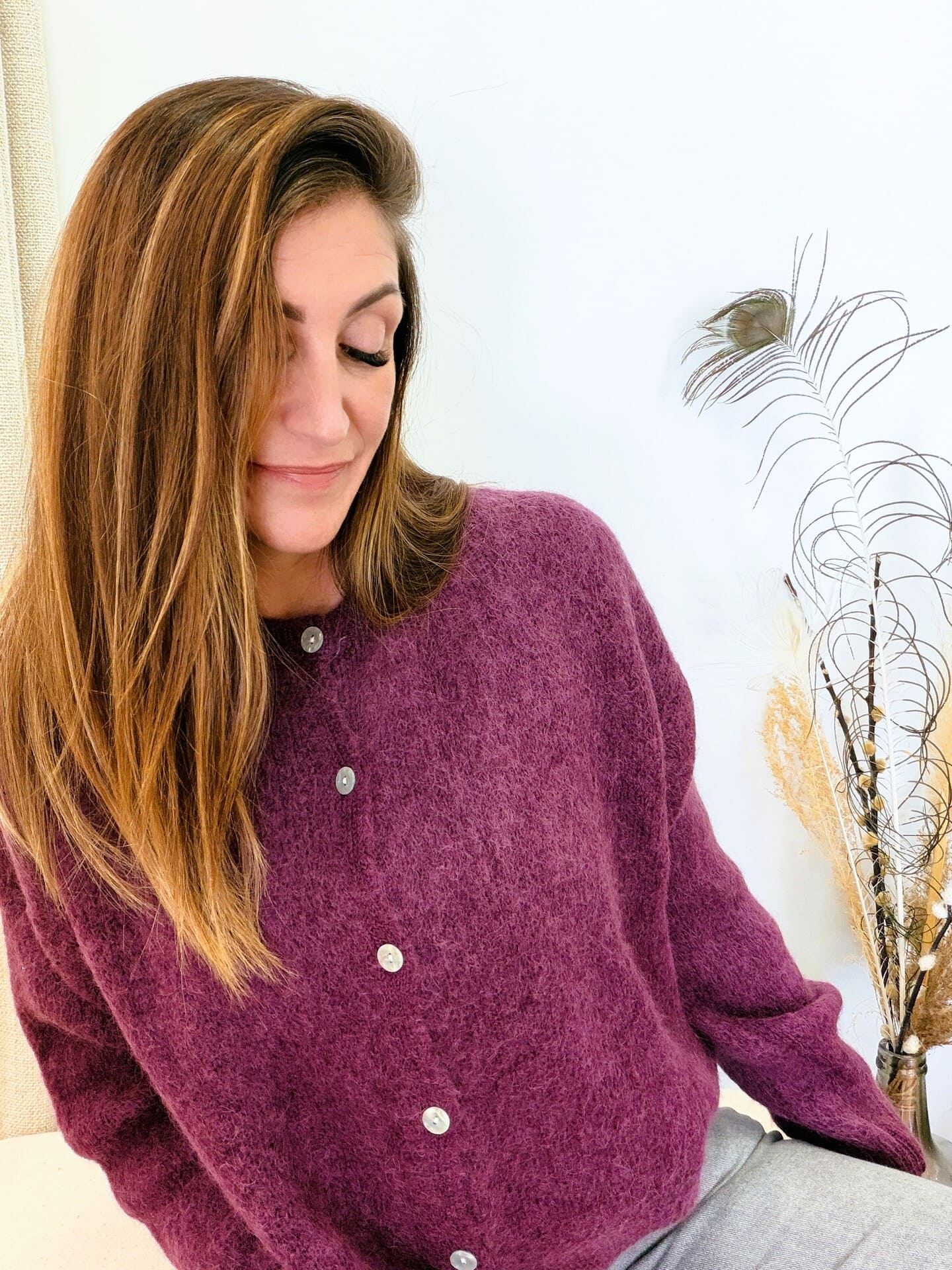 Gilet Manille en bébé alpaga aubergine 🇮🇹